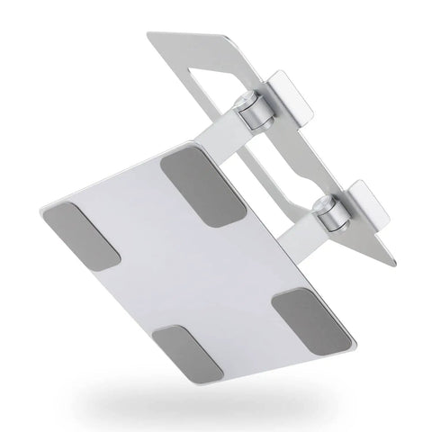 Sturdy Portable Ergonomic Laptop Stand For Desk With Height Adjustable Riser And Ventilated Cooling Foldable Frame Fits Most Laptops Up To 15 Inches Silver