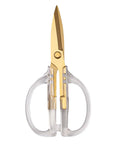 Gold Titanium Plated Kitchen Shears, 7.7 Inch Heavy Duty All Purpose Scissors For Meat, Poultry, And Everyday Kitchen Tasks, Stainless Steel With Acrylic Handle, Dishwasher Safe, Diamond Clear Finish, front view