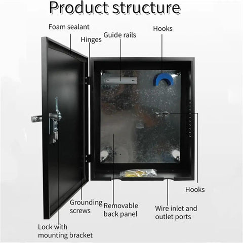 Interior view of Heavy Duty EV Charger Lock Box With Stand, Built Like A Tank with organizational features and hooks.