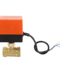 Rock Solid Forged Brass Motorized Ball Valve With Smooth Electric Actuator For DC 12 To 24V HVAC Hydronic Control G3 4 DN20 side view with wires