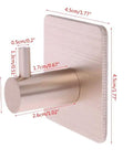 Built Tough Aluminum Self Adhesive Wall Hook Grips Tight Without Drilling Knockout Black, showing dimensions and sleek design.
