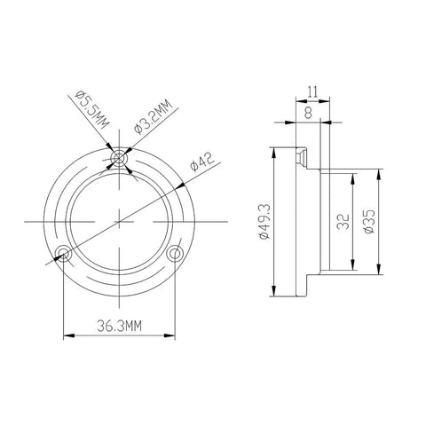 Technical drawing of Aluminum Alloy Universal Level Tool With Magnetic Base And Water Bead Bubble Level, 50mm design