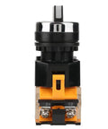 Front view of Momentary Rotary Selector Switch 2 Position Self Resetting 22mm Mounting Hole 10A 220V 380V Plastic Control Switch