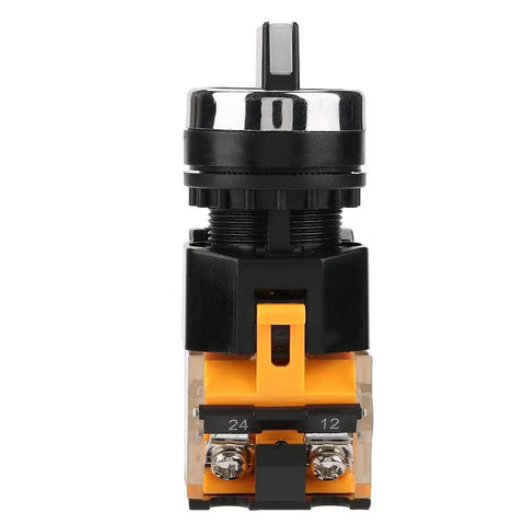 Front view of Momentary Rotary Selector Switch 2 Position Self Resetting 22mm Mounting Hole 10A 220V 380V Plastic Control Switch