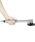 Person holding 12.2 Inch Extended Reach Pneumatic Angle Grinder With 90 PSI Air Power And 25000 RPM For Tight Spots Lightweight