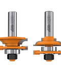 Two Piece Rail And Stile Router Bit Set With One Half Inch Shank And One And Three Quarter Inch Cutter Diameter Carbide Tipped