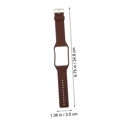 Replacement Watch Band For Gear S R750 Compatible Leather And Rubber Strap For Men And Women Slim Comfortable Easy Clip Durable Tpe Sweat Resistant Daily Wear Fashionable Wrist Accessory shown in full length with dimensions visible.