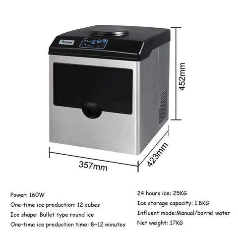 Portable Countertop Ice Maker Pumping Out 55 Lbs Of Irresistible Chewable Bullet Ice Daily featuring a sleek design and dimensions.