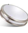 Dimmable 24W LED Ceiling Light Fixture, 10 Inch Flush Mount, Brushed Nickel, 3 Color Temperatures, Side Angle View