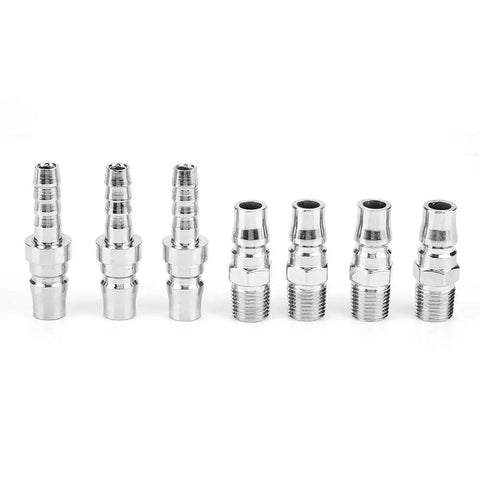 Solid 18-Piece 1/4 Inch Air Compressor Quick Connect Hose Fitting Set With Pneumatic Iron Arrow Case, Double Male And Female Adapters For All Your Air Tools And Hose Extensions. 1/4 inch metal air hose fittings set