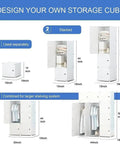 Design options for massive 12 cube storage system with 14x18x14 each for clothes DIY closet organization with doors, white.