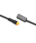Powallon brake sensor cable for Bafang BBS eBike kits, side view; 2-pack, 30 in, yellow plug, inline module.