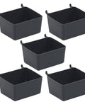 Black storage bins from 114 Piece Pegboard Hook Set With Metal Hooks Bins And Locks For Garage Organization Fits Standard One Eighth And One Quarter Inch Pegboards With One Inch Spacing Perfect For Tool Storage And Workshop Makeover.