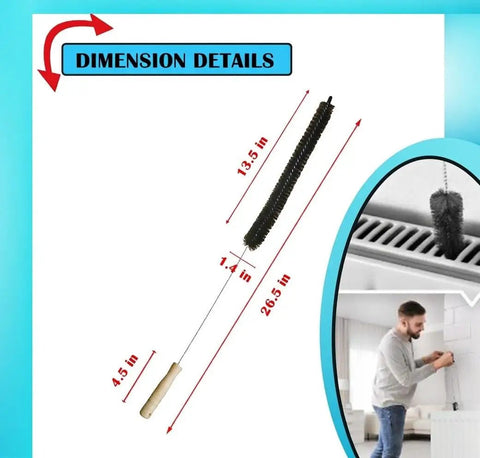 Dryer Vent Cleaning Kit With Flexible Lint Brush For Deep Home Cleaning And Pet Hair Removal, brush dimensions shown