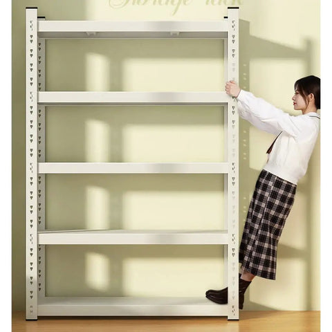 Workhorse 5 Tier Heavy Duty Metal Wire Shelving Rack With Adjustable Heights Supporting 200 Pounds Per Shelf, shown during setup.