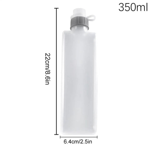 Hiking Hydration Bottle With Protective Dust Cover Leakproof And Lightweight Water Holder 350ml showing dimensions