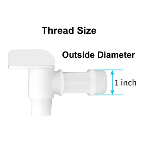 Image of Heavy Duty Plastic Drum Spigot Built To Nix The Drip Drama And Keep Pouring Dead Simple For Three Quarter NPT Water Tanks One Inch Outer Diameters And Six Gallon Jerrycans showing thread size and outer diameter.
