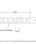 Top Tier Heavy Duty Aluminum T Track Rail 48 Inches Long, diagram showing dimensions and fastener fit for woodworking jigs.