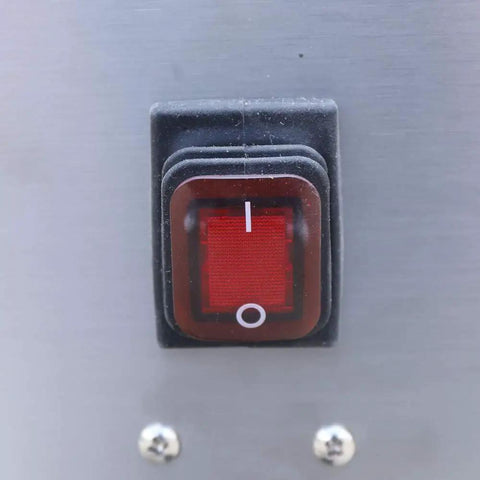 Red power switch on Heavy Duty Mobile Fryer Oil Filter Machine 55L Commercial Kitchen Frying System 550W.