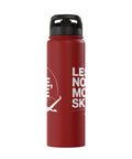 Red Stainless Steel Insulated Water Bottle For Glider Pilots And Tow Crew, Aero Tow Hydration On The Fly with black lid.