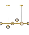 Modern Gold Pendant Lighting With Smoke Gray Glass Globes Adjustable 6-Light Hanging Ceiling Fixture For Living Room Dining Room Kitchen And Bedroom With A Soft Glow For A Cozy Vibe