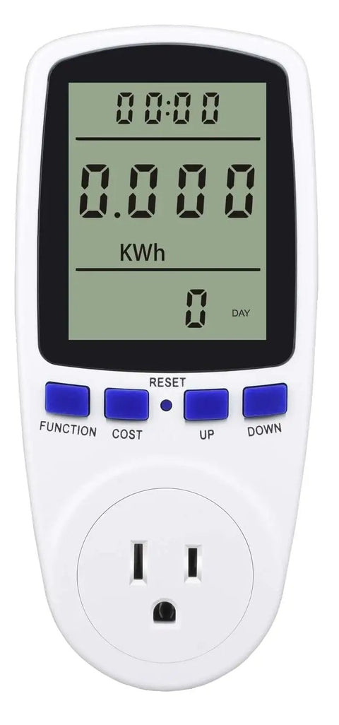 Plug In Watt Meter Power Monitor with Backlit Display for Home and Office, real time tracking of power, voltage, amps, frequency.