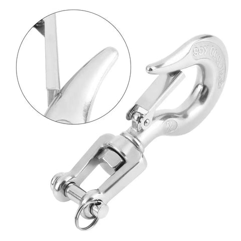 Heavy Duty Swivel Hook for Engine Hoist with Secure Safety Latch, Corrosion Resistant Stainless Steel, 360 Degree Rotation, Built Like A Tank.