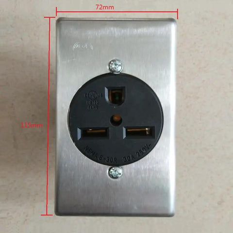 Heavy Duty Flush Mount Power Receptacle Nema 6 30R 30 Amp Straight Blade Outlet With Solid Brass Contacts No Sweat Wiring For Ev Chargers Welders And Generators, black outlet with steel cover.
