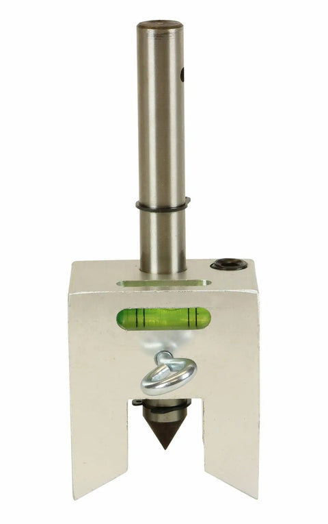 Heavy Duty Pipe Hole Punch Device For Copper Steel And Pvc Ranging From One To Ten Inches showing level tool and sharp point.