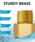Brass pipe fitting adaptor set, 3 pcs, 1/2 in female to 1/2 in male NPT, hex, high-pressure 1200 psi