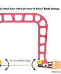 5 Inch Mk III Fret Saw with Lever Tension and Swivel Blade Clamps, ultra lightweight, wooden handle, top view