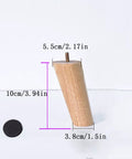 Set Of 4 Solid Wood Tapered Sofa Legs With Pre Drilled M10 Bolts For Cabinets Beds Dressers Chairs Desks Couches And TVs 10cm Tall Tilt Finish Upgrade Your Furniture Setup And Stability In Dope Style displaying single oak leg with dimensions