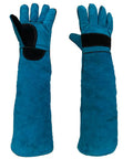Front view of Bite Proof 23.7 Inch Kevlar Reinforced Animal Handling Gloves Heavy Duty Leather Pet Gloves for dogs, cats, and more.