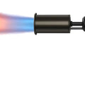 Propane Torch Gun With Adjustable Flame For Searing Charcoal Lighting And BBQ Grilling, black and silver with blue flame.