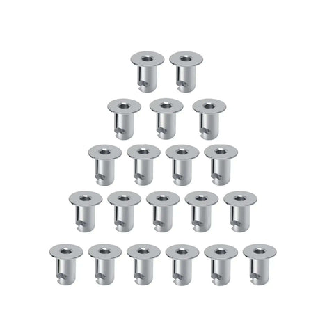 Pack of 20 Aluminum Dzus Button Flush Allen Head Quarter Turn Fasteners, Seven Sixteenths Inch Grip, Chrome Finish for Sheet Metal