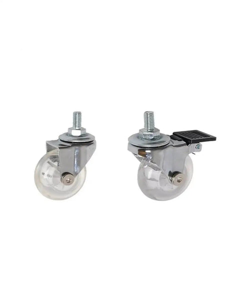 2 Inch PU Transparent Crystal Casters With Brakes For Cabinets And Furniture Stem Mount Universal Multi Specification Fit Pack Of 4 Heavy Duty Swivel Casters