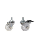 Four Pack 3 Inch PU Transparent Crystal Wheel Casters With Brakes for Cabinets and Furniture Universal Fit Easy Glide