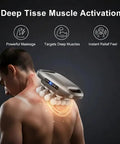 Beast 16 Head Deep Tissue Massager With Heat For Full Body Relief used on neck for muscle activation, showing 16-head design.