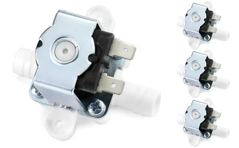 12V Electric Solenoid Valve Normally Closed Half Inch Barb Connection Four Pack for washing machines, water dispensers.