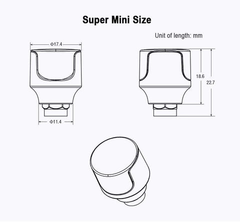 Technical diagram of Lollipop FPV Antenna V4 5.7G 2.6dBi RHCP Stubby SMA Male, featuring super mini size in white for RC drones.