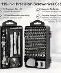 115 In 1 Precision Screwdriver Set For Phone Computer Watch Console Eyeglasses And Electronics Portable Gray Pro Repair Tool Kit open view
