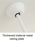 Super Sleek Modern Flush Mount Ceiling Fan With Lights ceiling plate showing thickened metal material and white finish.