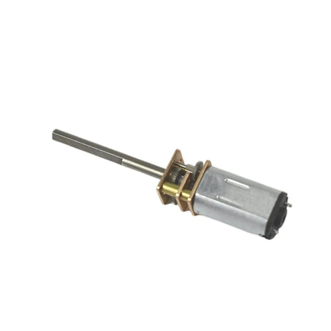 Tiny But Mighty N20 Micro Gear Motor 5V DC 30RPM Geared Motor For Robotics, metal gearbox, side view with D shaft
