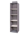 Gray Hanging Closet Storage Bag With Roomy Pockets For Towels Basic Gear Lightweight Portable Rack displayed with multiple shelves.