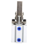 Front view of Double Acting Aluminum Pneumatic Cylinder with Clamp Arm 32mm Bore 20mm Stroke One Eighth Inch Thread for industrial use