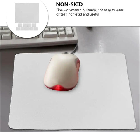 White Sublimation Mouse Pad For Heat Press Transfers, 8.7x7.1 Inch Blank Desk Pad with mouse, non-skid surface
