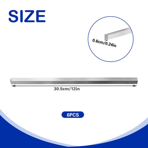 Six Pack Stainless Steel Square Bar Stock One Quarter Inch By One Quarter Inch By Twelve Inch Versatile Key Stock For Industrial And DIY Projects Durable Square Rods For Fabrication Machining And Crafting