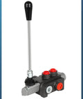 Front view of One Spool Hydraulic Flow Control Valve For Tractor Loader, 11 GPM At 3600 PSI, SAE Ports, with joystick lever.