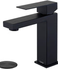 Matte Black Single Hole Bathroom Faucet With Overflow Pop Up Drain Modern Vanity Faucet With One Handle Water Saving Aerated Spout