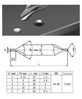 Heavy Duty Cobalt Center Drill Bit Set dimensions and specifications for hard metals, sizes from 3.15mm to 12mm.